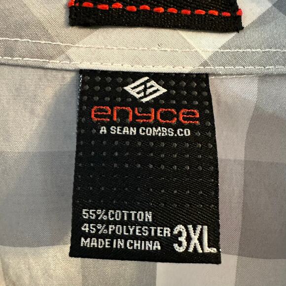 Enyce Men's Gray Grey White Short Sleeve Button Up Hip-Hop Y2K-Inspired 3XL - Picture 3 of 5